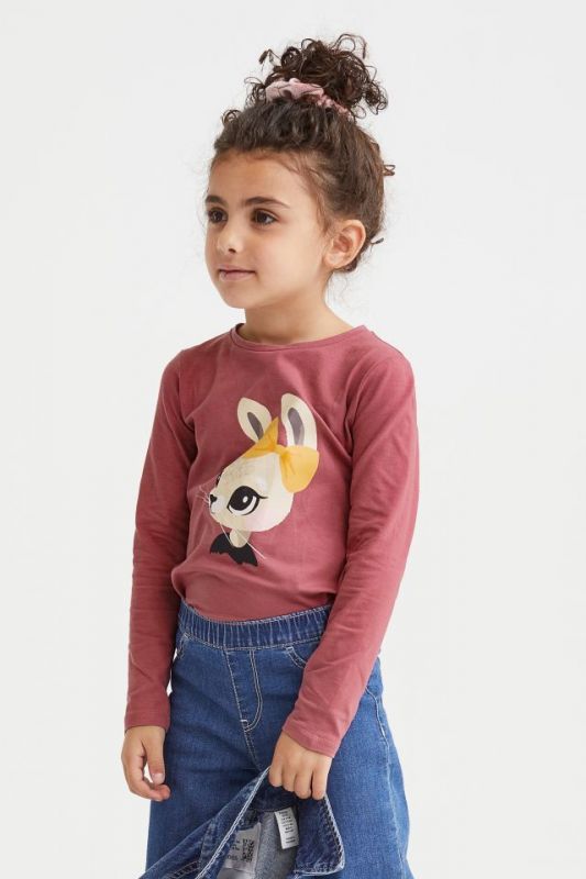 Лонгслів 2-4 / 6-8 / 8-10 р H&M теракот з принтом 