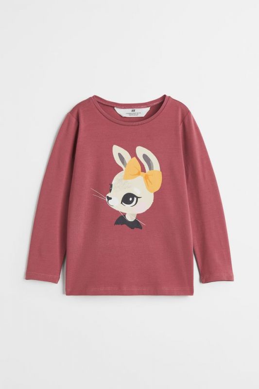 Лонгслів 2-4 / 6-8 / 8-10 р H&M теракот з принтом 