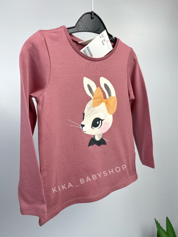 Лонгслів 2-4 та 8-10 р H&M теракот з принтом 