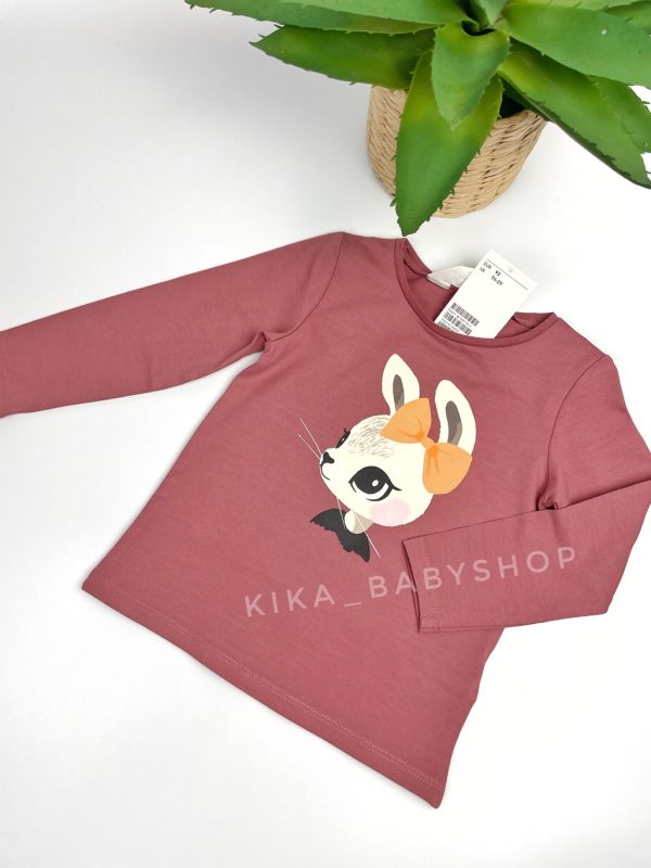 Лонгслів 2-4 / 6-8 / 8-10 р H&M теракот з принтом 